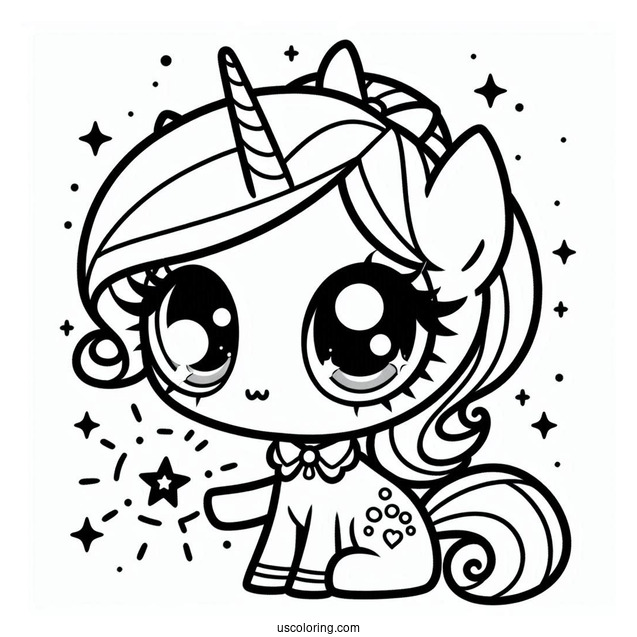 Kawaii Chibi Rarity Coloring Page For Preschoolers