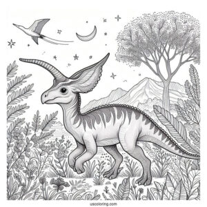 Simple Close Up Of Parasaurolophus Coloring Page