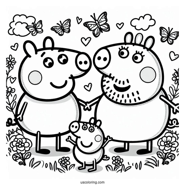 Mummy And Daddy Pig With Peppa And George
