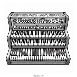 Music Coloring Page Of Organ Keyboard