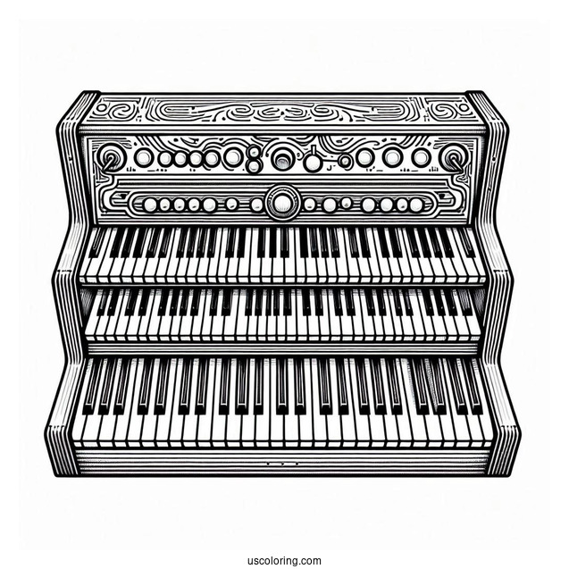 Music Coloring Page Of Organ Keyboard