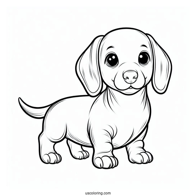 Cute Puppy Dachshund Coloring Page