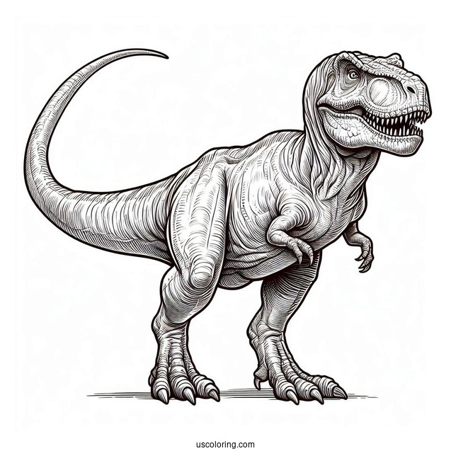 Coloring Page Of a Detailed Tyrannosaurus Rex