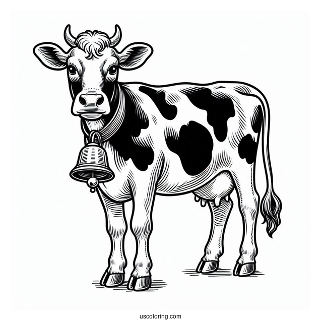 Jersey Cow With Bell Coloring Page