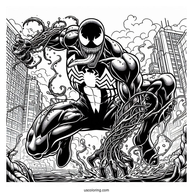 Venom And Spider-Man Detailed Coloring Page