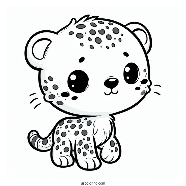 Cute Baby Cheetah Coloring Page For Kids