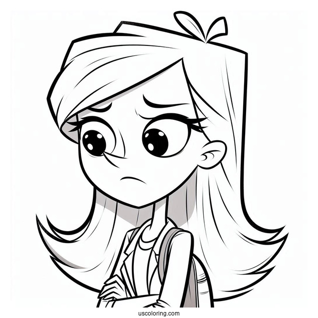 Phineas And Ferb Coloring Page Of Candace Flynn Frowning