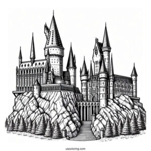 Detailed Hogwarts Castle Coloring Page