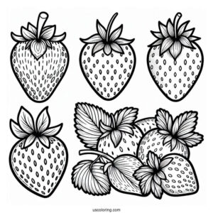 Strawberry Coloring Page Fruit Flashcard For Kids