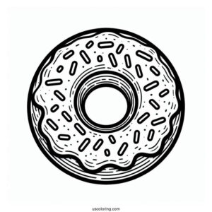 Simple Outline Of Glazed Donut With Sprinkles