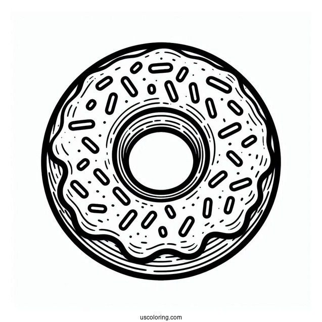 Simple Outline Of Glazed Donut With Sprinkles