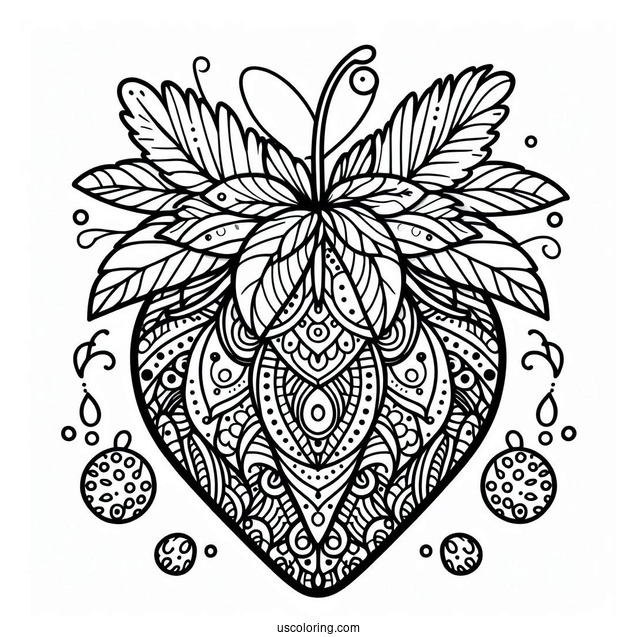 Delicious Strawberry Coloring Page Mandala