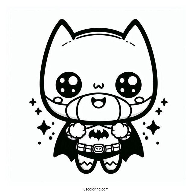 Cute Kawaii Batman Coloring For Kids