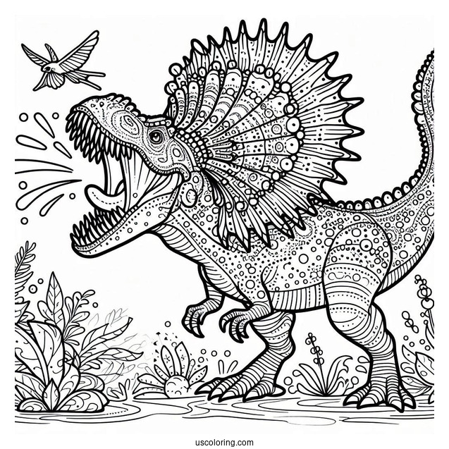 Dotted Spinosaurus Coloring Page Roaring For Kids