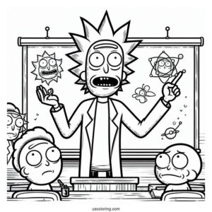 Rick Lecturing Morty Coloring Page