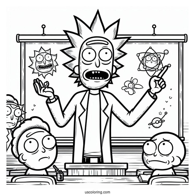 Rick Lecturing Morty Coloring Page