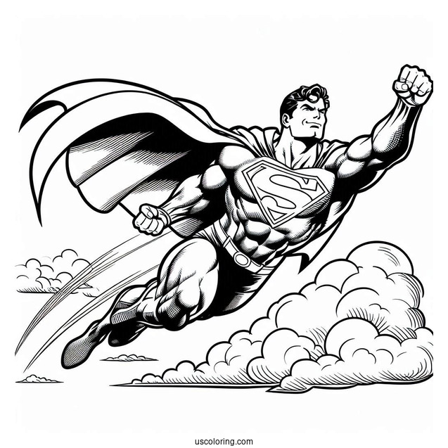 Superman Flying Coloring Page