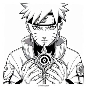 Naruto Coloring Page of Uchiha Sasuke Holding The Kusanagi