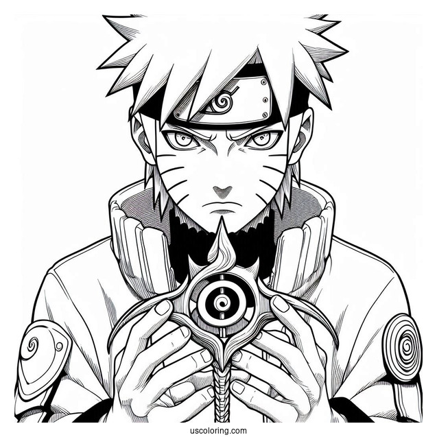 Naruto Coloring Page of Uchiha Sasuke Holding The Kusanagi