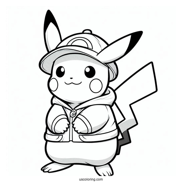 Pikachu In Charizard Costume Coloring Sheet
