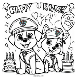 Happy Birthday Paw Patrol Coloring Sheet
