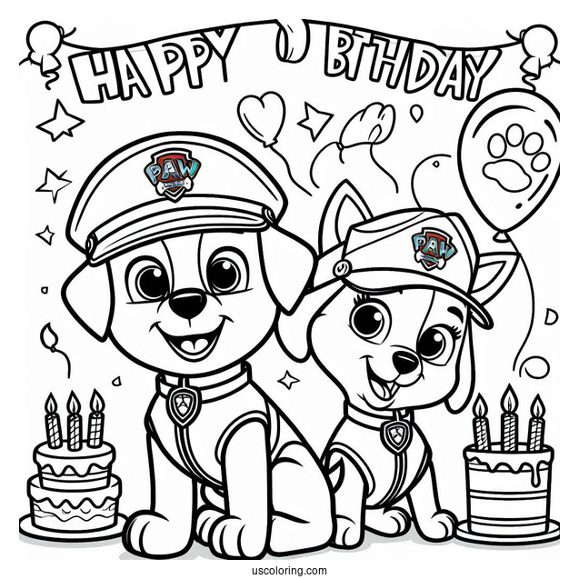 Happy Birthday Paw Patrol Coloring Sheet