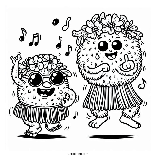 My Singing Monsters Coloring Page Of Pompom And Hoola Dancing For Kids