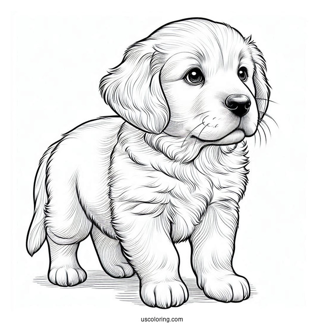 Golden Retriever Puppy Staring Into Distance