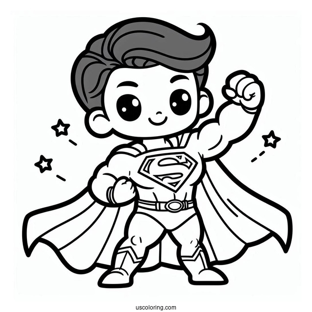 Cute Superman Cartoon Coloring Page For Kids