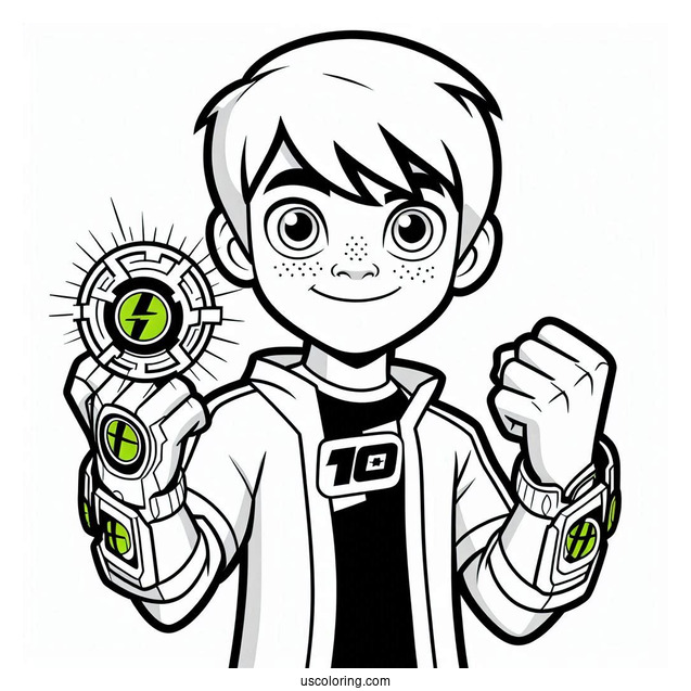 Ben 10 Coloring Page Of Teenage Ben With Omnitrix
