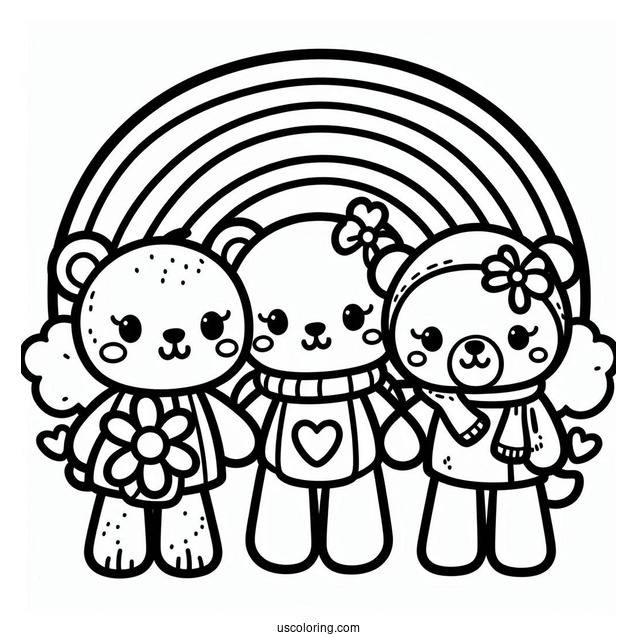 Easy Orange Rainbow Friends Coloring Page For Preschoolers