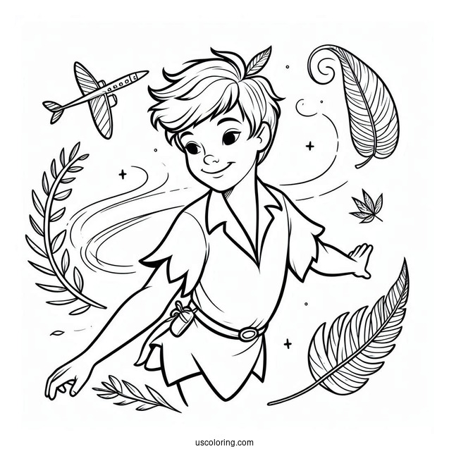 Simple Outline Of Peter Pan Coloring In