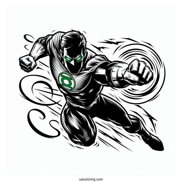 Green Lantern Fighting Coloring Page