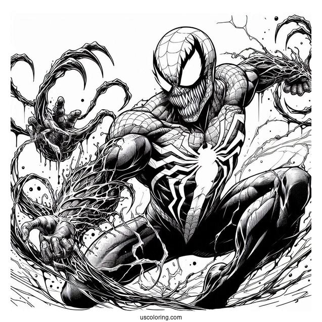 Spider-Man Fighting Carnage Coloring Page
