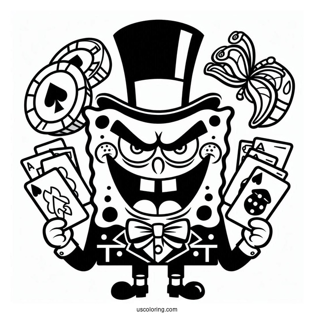 SpongeBob Coloring Page Of Evil Blackjack For Kids