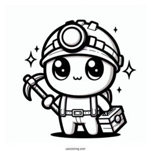 Miner Shy Guy Coloring Page Holding Pickaxe