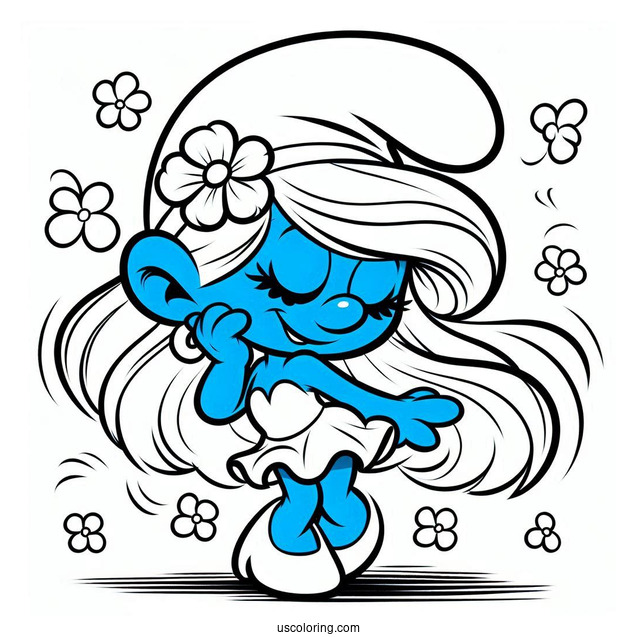Cartoon Smurf Sassette Coloring In