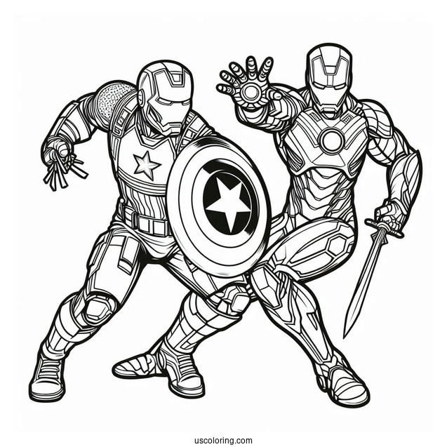 Iron Man Vs Captain America Coloring Sheet