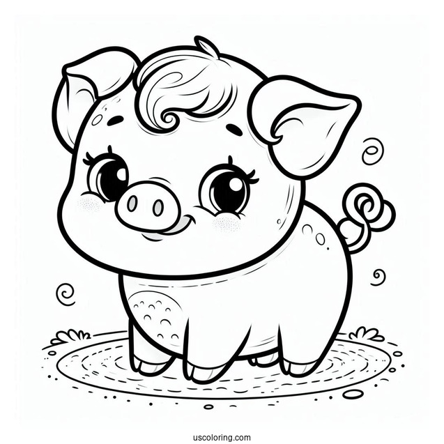 Simple Cartoon Pig To Color For Preschoolers