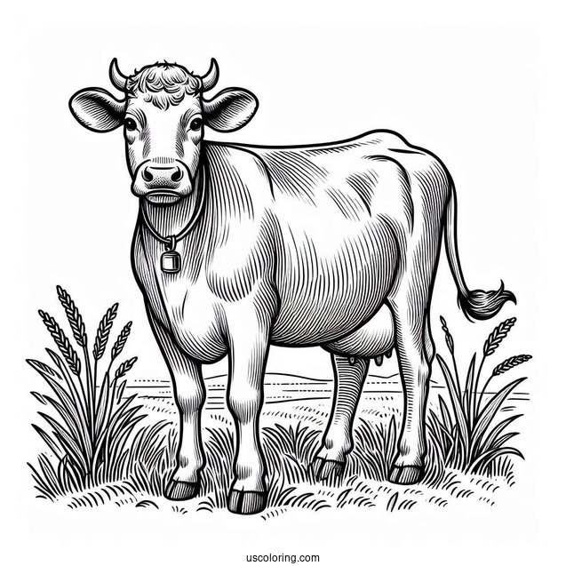 Dairy Cow Standing In Field_