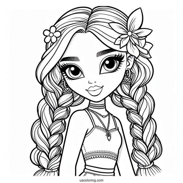 Yasmin In Braids And Crop Top Coloring Sheet