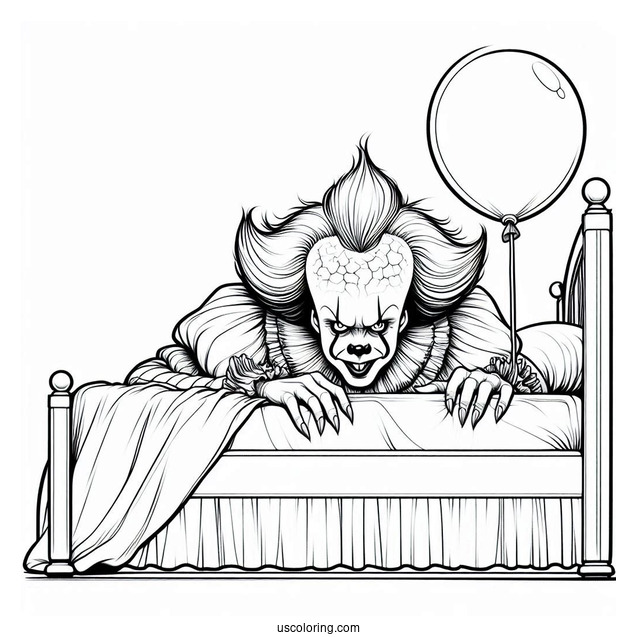 Pennywise Crawling Out A Bed Coloring Page
