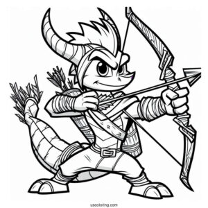 Sypro Coloring Page Hunter With Bow And Arrow