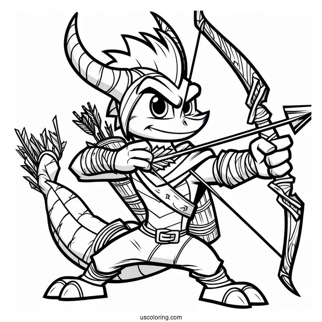 Sypro Coloring Page Hunter With Bow And Arrow