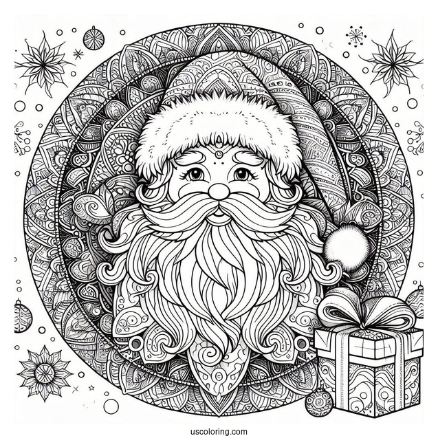 Detailed Santa Claus Mandala For Adults