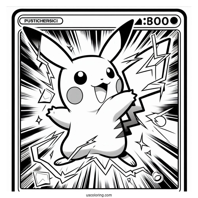 Pikachu Thunder Jolt Pokemon Card Coloring Page