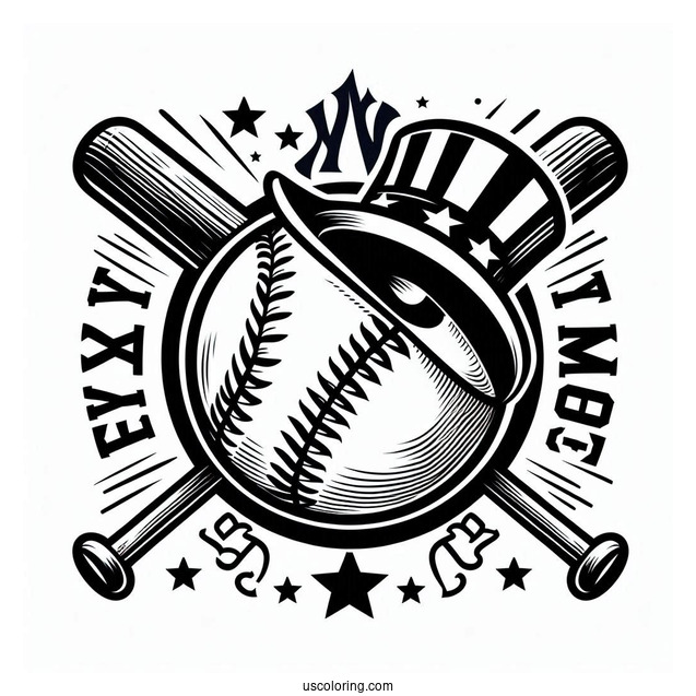 New York Yankees Baseball Team Logo To Color