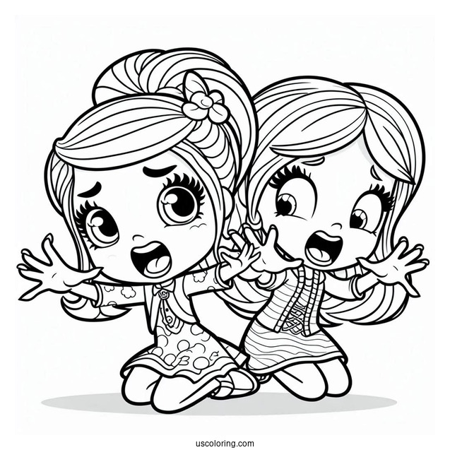 Polly Pocket Coloring Page Of Shani Smith And Lila Draper Acting Scary