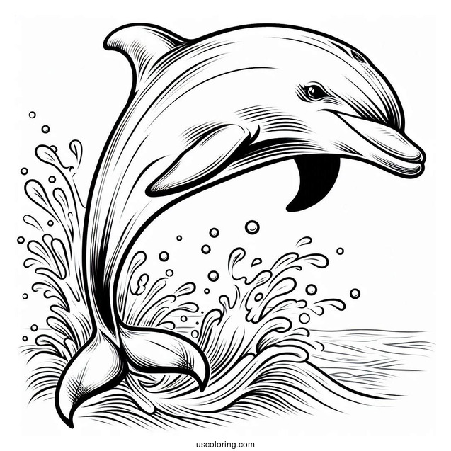 Dolphin Leaping Out Of Water To Color