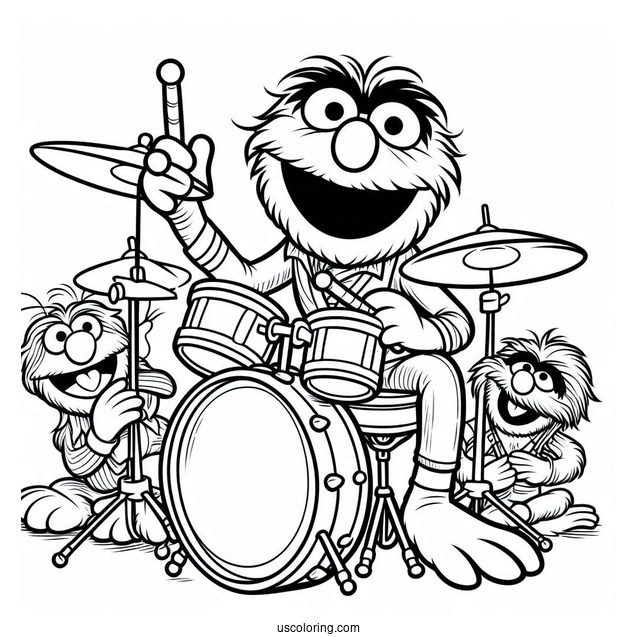 Muppets Coloring Page Of Animal Playing The Drums